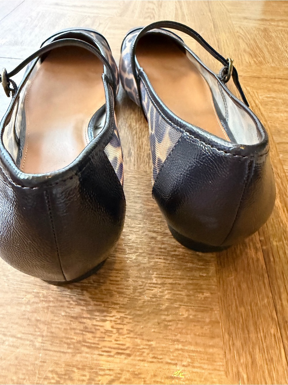 Donald J. Pliner Ditzy Leopard Print Mary Jane Flats with Black Trim - Picture 7 of 11